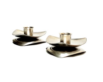 Vintage 60's-70's Stainless Steel Avon Candleholders Mid-Century Modern