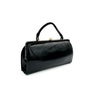 Vintage 50&#39;s-60&#39;s Theodor Black Patent Clutch With Optional Top Handle