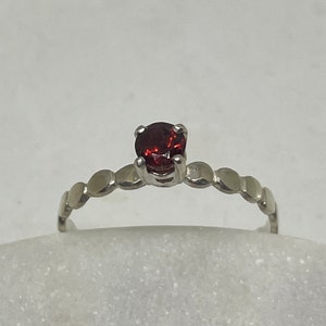 Garnet stackable sterling silver ring