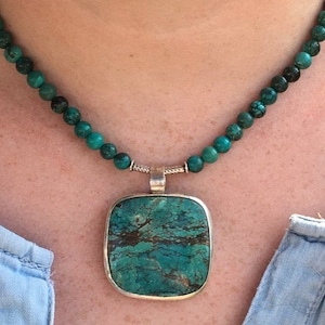 Turquoise Beaded Goddess Necklace