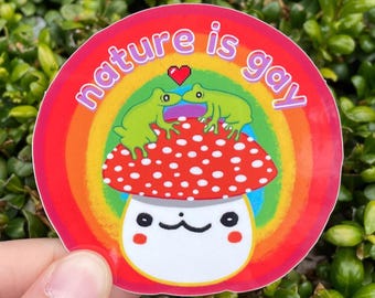 Pegatina de ranas besándose de Nature is Gay