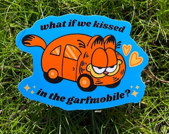 Divertida pegatina de coche de gato naranja