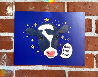 Lámina artística "Cómete a la vaca rica", póster de Rebellion (28 x 21,5 cm)