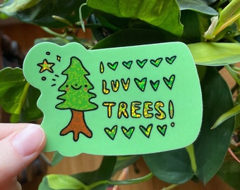 Pegatina "Me encantan los árboles": arte impermeable y adorable para los amantes de los árboles