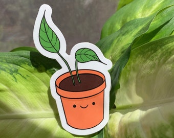 Pegatina de planta de interior, troquelada brillante e impermeable
