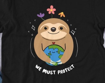 Camiseta de perezoso abrazando la Tierra: regalo para activistas del cambio climático