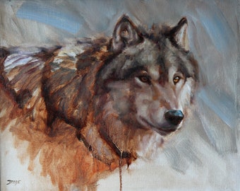 Grey Wolf Portrait - Note card - 5x7