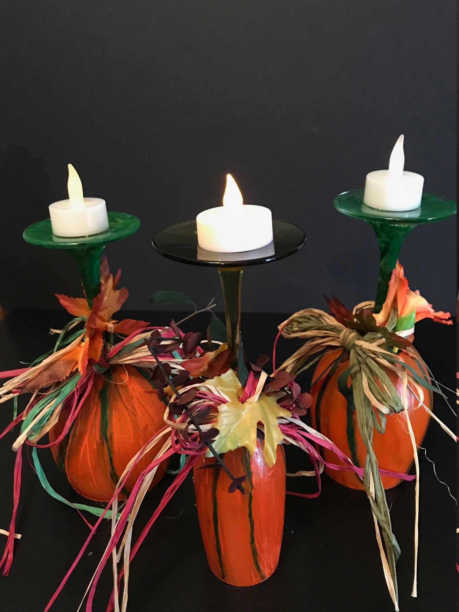 Thanksgiving Pumpkin Painted Wine Glasses