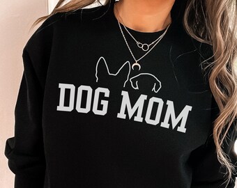 Custom Dog Mom Sweatshirt, Custom Dog Ears Shirt, Pet Portrait Sweatshirt, Dog Mom Gift, Custom Dog Shirt