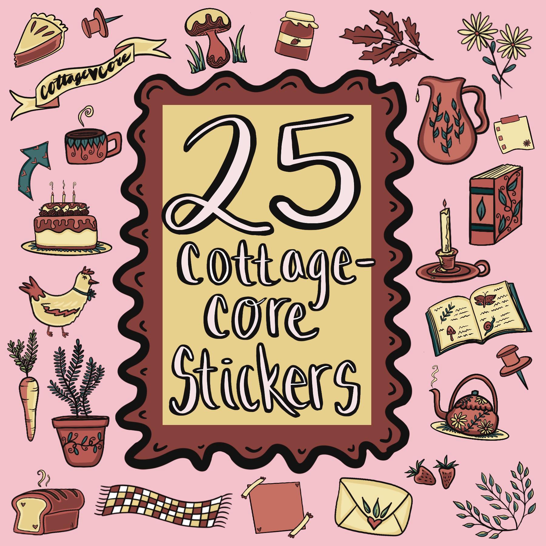 Cottagecore Planner Stickers – Cozy Forest, Tea, and Mushroom Designs ...