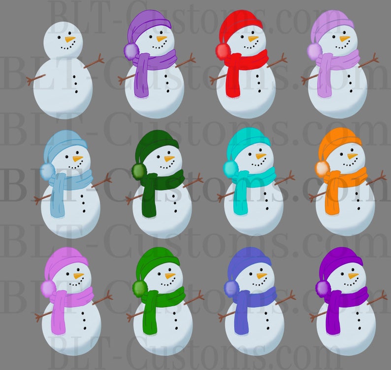 Snowman Set 25 Designs Multiple Colors Printable Art PNG - Etsy