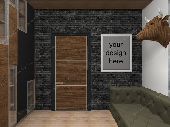 Download Free Black Brick Blank Wall Loft Interior Mockup Lounge ... Download Free Black Brick Blank Wall Loft Interior Mockup Lounge ...