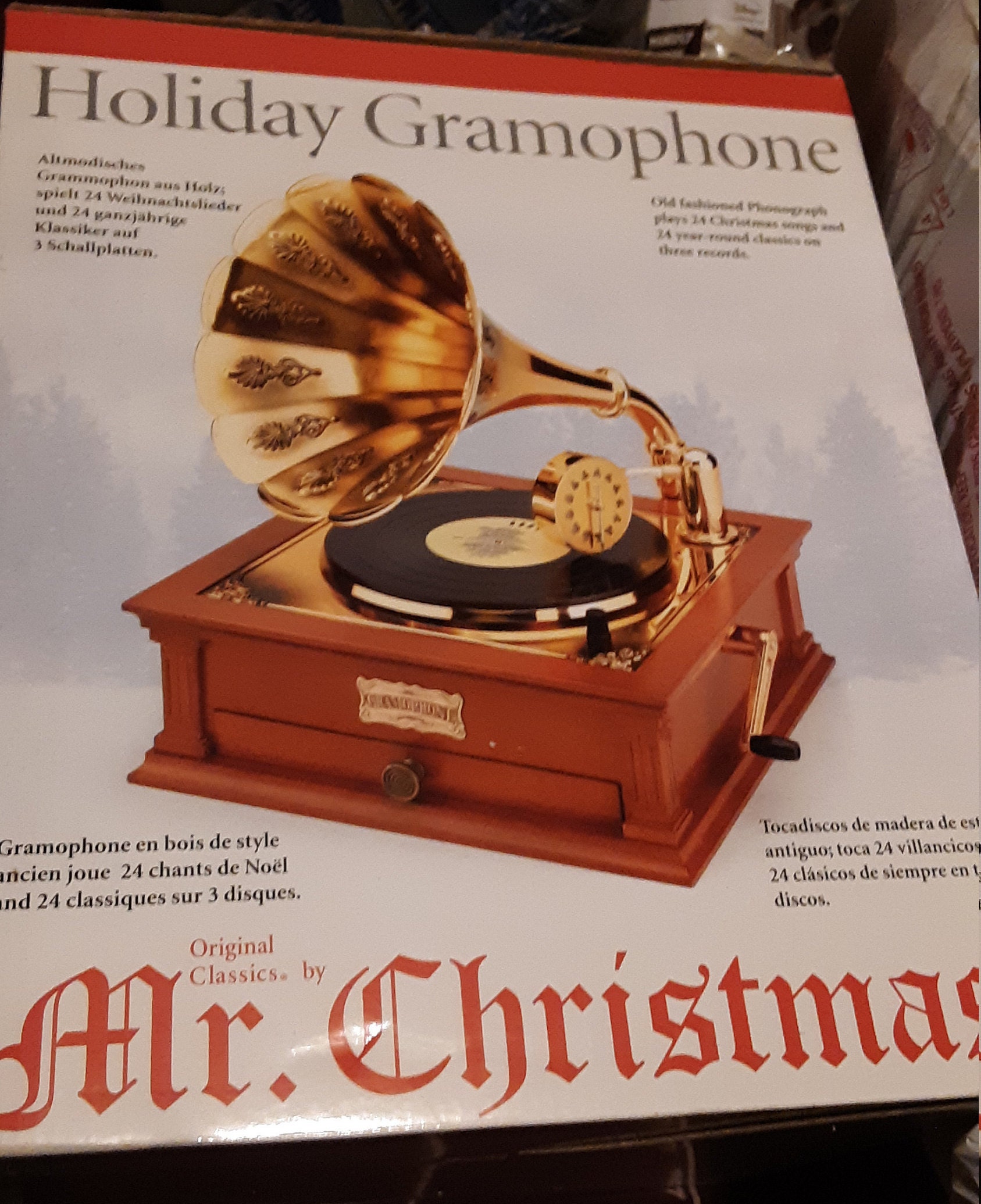 Mr Christmas Holiday Gramophone W/3 Records Music Box Classic Etsy