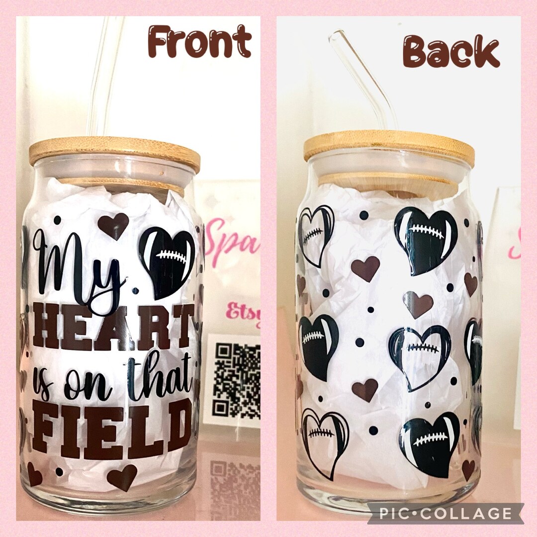 Libby Glass Cup With Lid With Decal Football Cups Softball Etsy