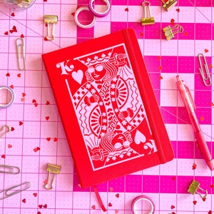 CUSTOM queen of hearts, king of hearts, colorful journal diary, affirmations, goal setting maximalist design, lined dotted blank image 5