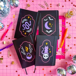 Custom whimsigoth spellbook journal: witchy stationery, dark academia | lined, dot grid, or blank paper