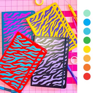 CUSTOM tiger print colorful journal as journal, diary, drawing, affirmations, goal setting, maximalist design, lined, dot grid, blank image 1