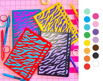 CUSTOM tiger print colorful journal as journal, diary, drawing, affirmations, goal setting, maximalist design, lined, dot grid, blank