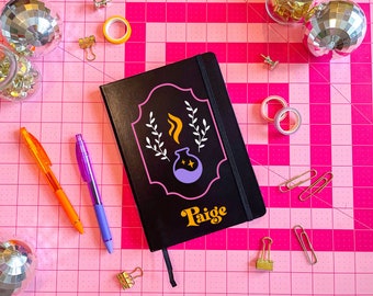 PERSONALIZED Witchy spellbook spooky potions class gothic magical Halloween custom name stationery colorful moody journal lined dotted blank