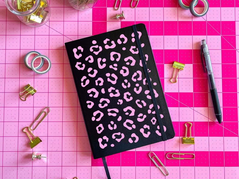 CUSTOM leopard print colorful journal, diary, drawing, affirmations, goal setting, maximalist design, lined, dot grid, blank image 6