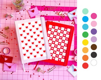 CUSTOM retro heart design, checkered heart colorful journal diary, drawing, goal setting, maximalist design, lined dot grid blank