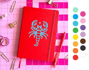 CUSTOM Scorpio zodiac birthday gift colorful journal diary, drawing, affirmations, goal setting maximalist design, lined dotted blank