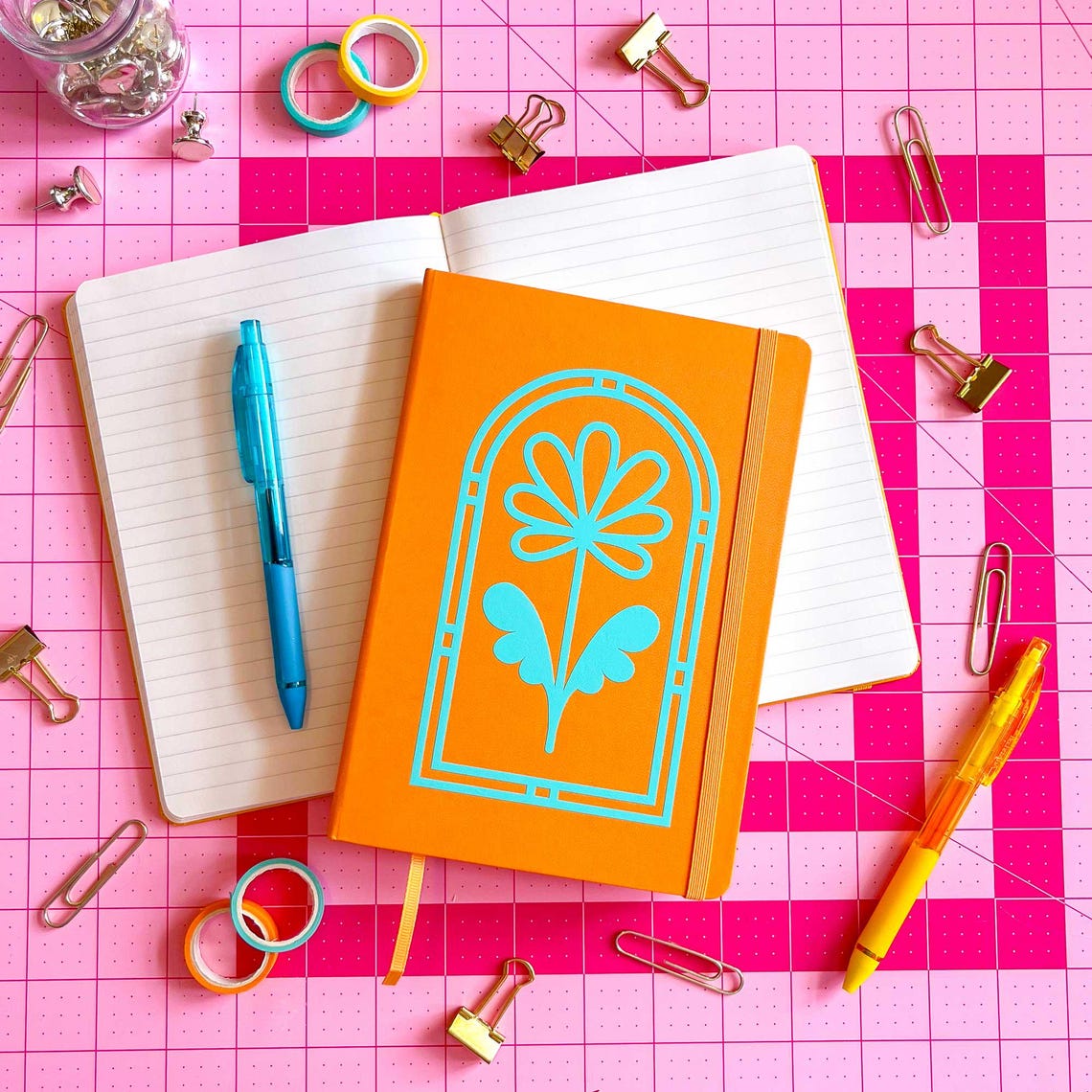 Custom Art Deco Floral Journal: Colorful Stationery Notebook | Lined ...