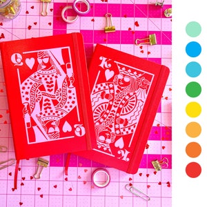 CUSTOM queen of hearts, king of hearts, colorful journal diary, affirmations, goal setting maximalist design, lined dotted blank image 1