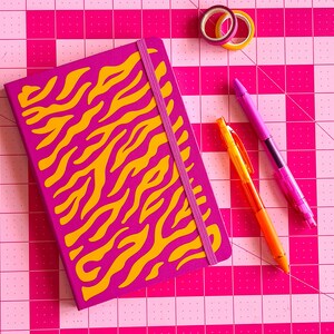 CUSTOM tiger print colorful journal as journal, diary, drawing, affirmations, goal setting, maximalist design, lined, dot grid, blank image 5