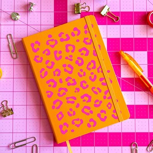 CUSTOM leopard print colorful journal, diary, drawing, affirmations, goal setting, maximalist design, lined, dot grid, blank image 4