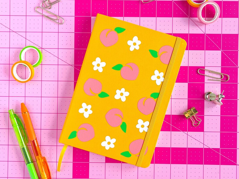 CUSTOM fruity lemon gardening recipe book colorful journal diary affirmations goal setting notetaking maximalist design lined dotted blank Peach