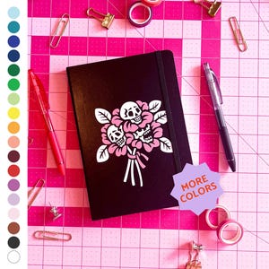 Custom flower skull journal: gothic diary, dark academia | lined, dot grid, or blank paper