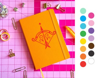 CUSTOM Sagittarius zodiac birthday gift colorful journal diary, drawing, affirmations, goal setting maximalist design, lined dotted blank