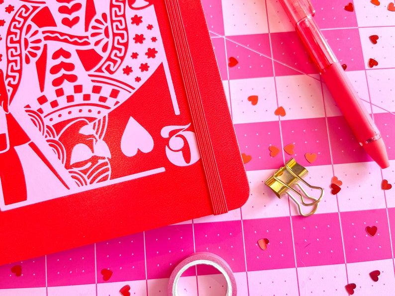 CUSTOM queen of hearts, king of hearts, colorful journal diary, affirmations, goal setting maximalist design, lined dotted blank image 7