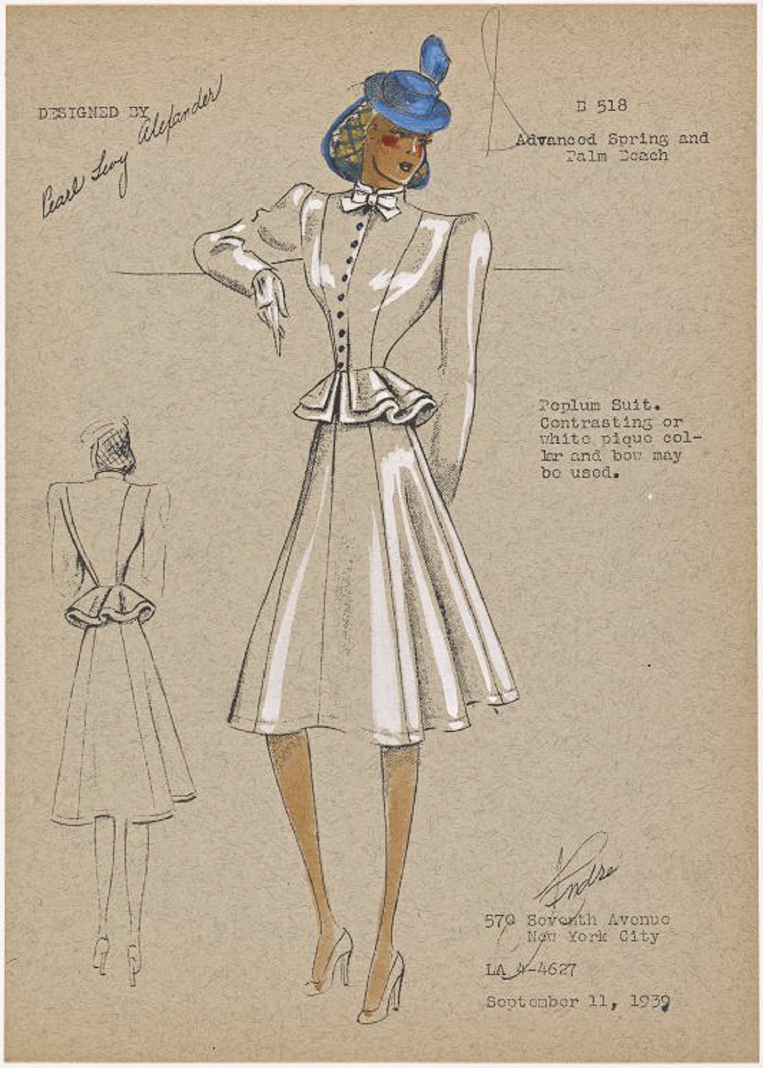 Vintage Runway Fashion Sketches Blue | Set of 4 - Vintage