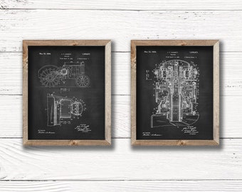 Vintage Tractor Patent Print | Set of 2 Prints - Vintage Tractor Art Decor - Vintage Tractor Patent Digital Printable Art