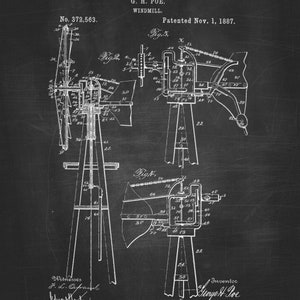 Windmill Patent Vintage Chalkboard Prints Set of 3 Vintage Patent Art Decor Farmhouse Patent Digital Printable Art image 4