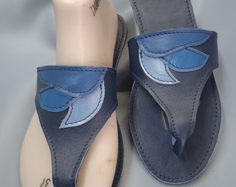 Colored leather flip-flop sandals, patchwork model, women's flip-flops, sandals, summer shoes, italian shoes, italian leather, artigianato