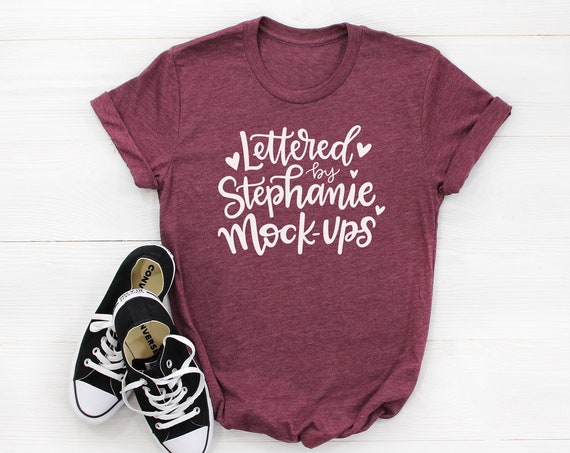 T-Shirt Mockup Unisex T-Shirt Mock Up Maroon Shirt Mockup