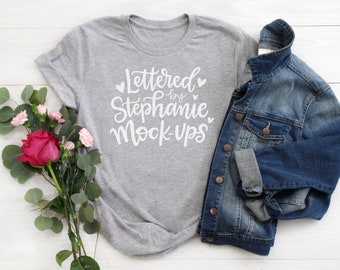 Download T Shirt Mock Up Mom Flat Lay Coffee Comfy Womens Gray Shirt Mockup Graphic Tee Flat Lay Bella Canvas 3001 Athletic Heather Free Download Mockup Psd