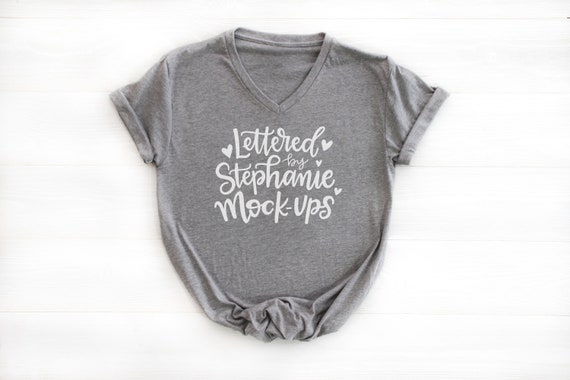 Vneck Heather Gray Next Level Shirt Mockup