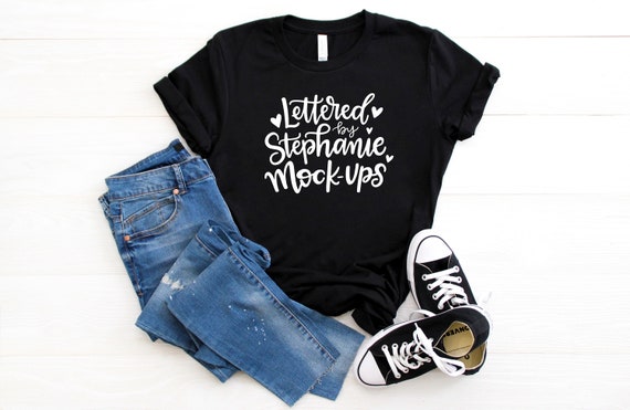 3001 Crew Neck Shirt Mockup Bella Canvas Solid Black