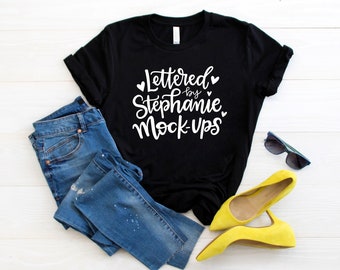 3001 Crew Neck Shirt Mock Up Bella Canvas Solid Black Blend Etsy