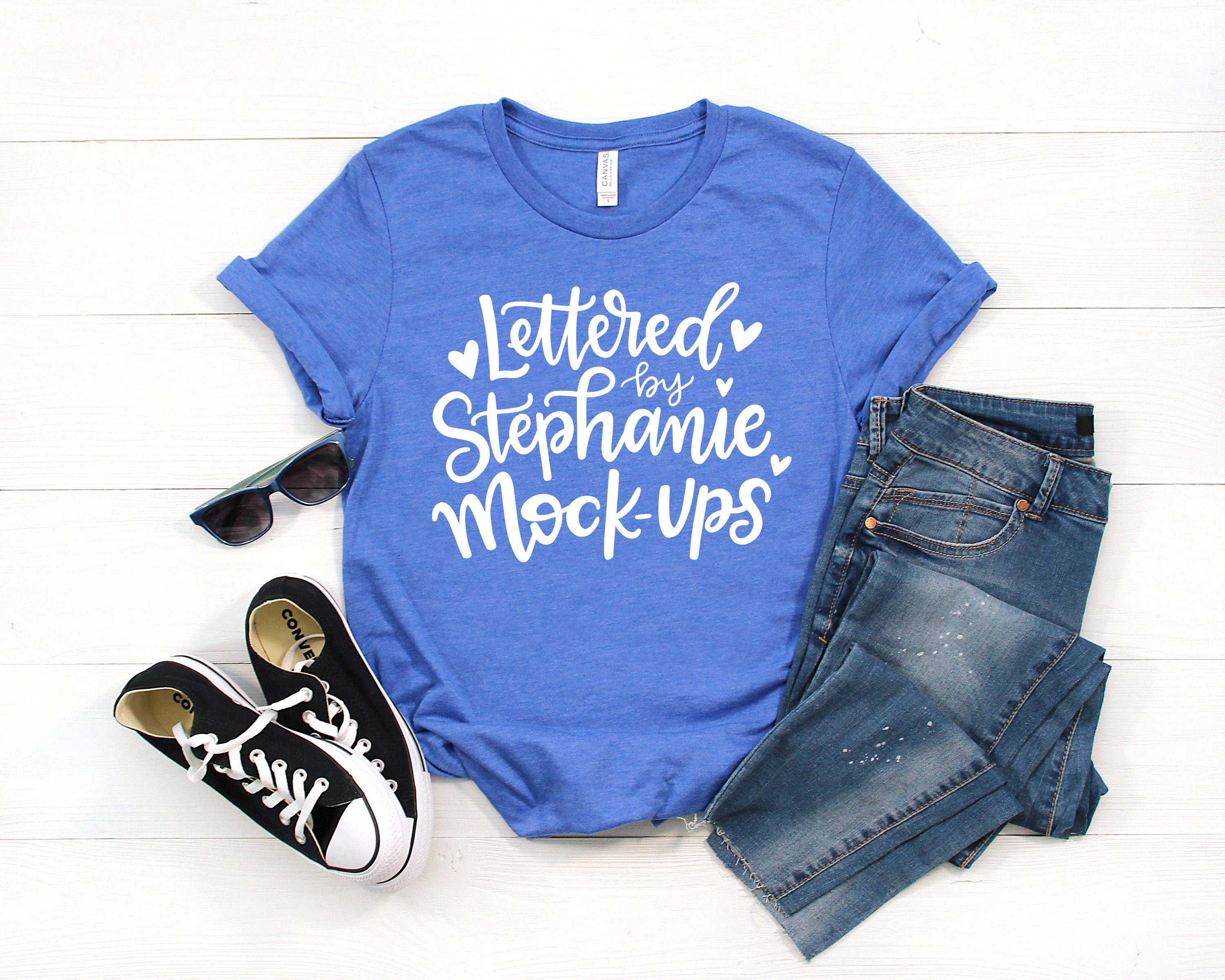 Bella Canvas 3001 Mockup Shirt Mockup Heather Royal Blue Etsy