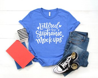 Shirt Mockup | Bella Canvas 3001 Mockup | Royal Blue Shirt Mock up | Teacher Mock up | Digital Mockup | T shirt Mock up | Women's Flat Lay