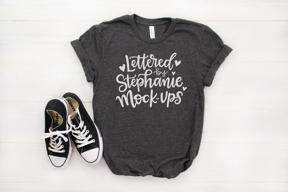 Bella Canvas 3001 Dark Gray Heather T Shirt Mock Up Shirt Etsy