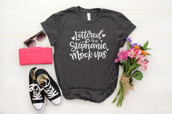 Bella Canvas 3001 Dark Gray Heather T Shirt Mock Up Shirt Etsy
