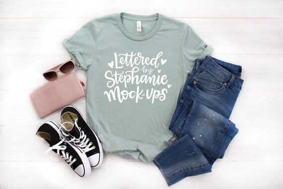 Bella Canvas 3001 Dusty Blue T Shirt Mock Up Shirt Flat Etsy