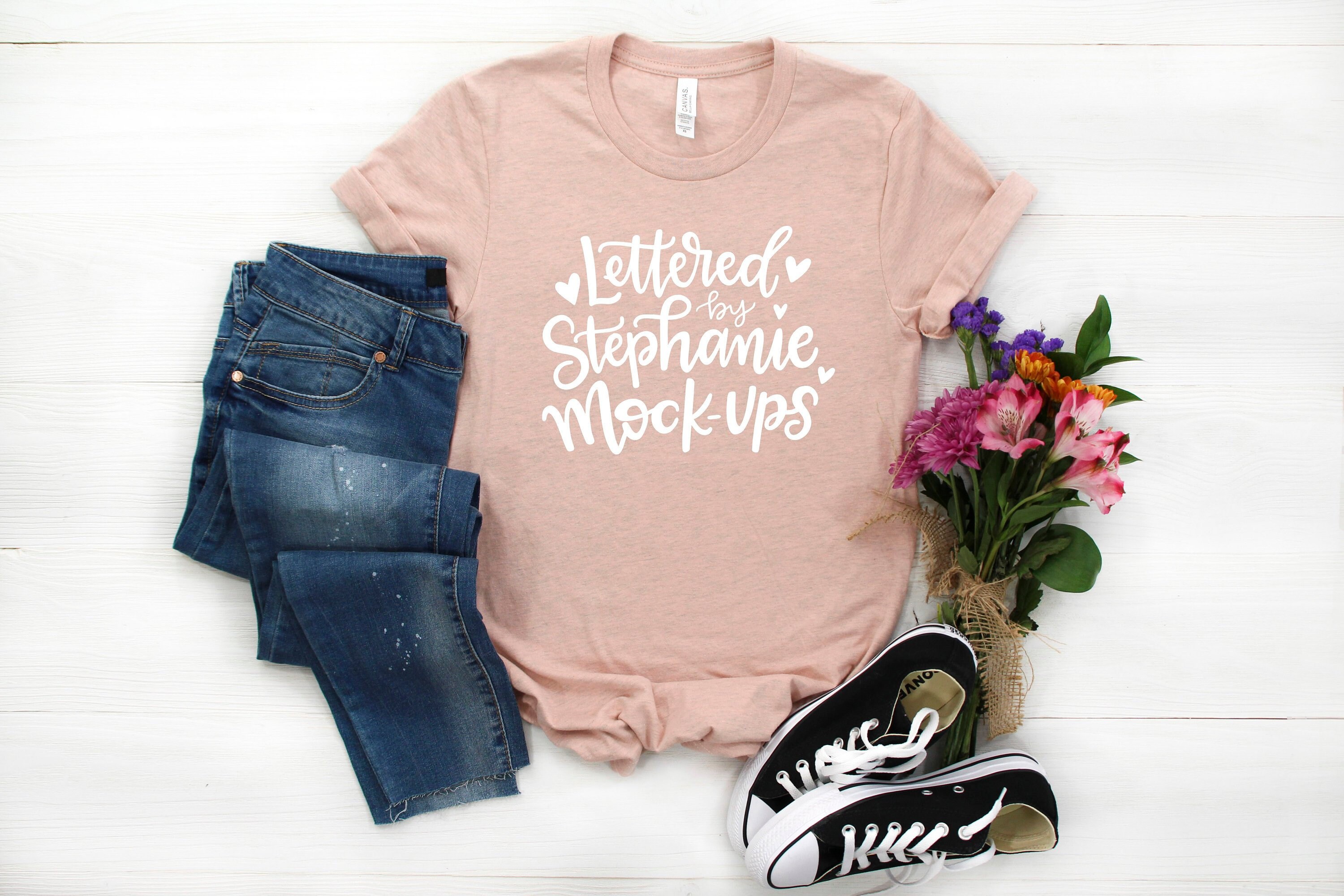 Download Bella Canvas 3001 Heather Prism Peach T-Shirt Mock Up | Etsy