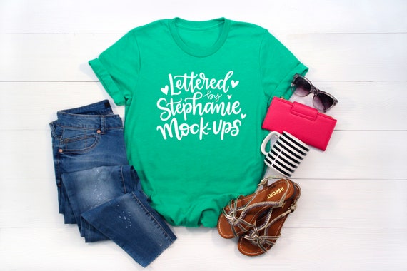 Shirt Mockup Bella Canvas 3001 Mockup Green Shirt Mock Up Etsy
